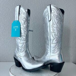 Lane SMOKESHOW Womens Cowboy Boots 7 Silver Trail Western Cowgirl Mid Calf Tall